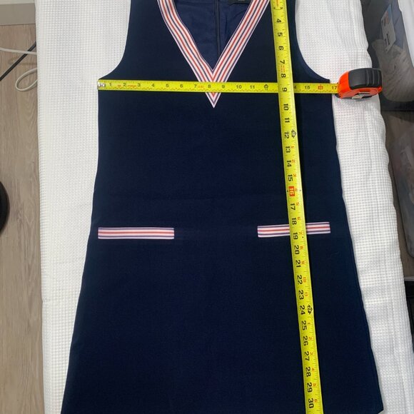 (C-79)Mme & Co Women’s Navy Sleeveless Tunic Dress Size S V-Neck Pockets Casual - Picture 10 of 10